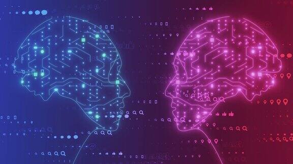 4k未来主义人工智能AI虚拟技术网络和人概念循环的背景