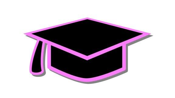 学位帽教育图标符号进出动画粉红色
