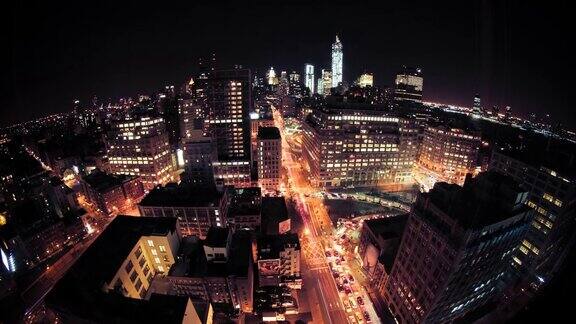 纽约夜延时高角度视图长时间曝光