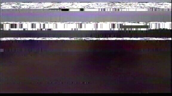 VHS故障模拟抽象数字动画旧电视故障错误视频损坏信号噪音系统错误独特的设计糟糕的信号数字电视噪音闪烁丰富多彩的声音
