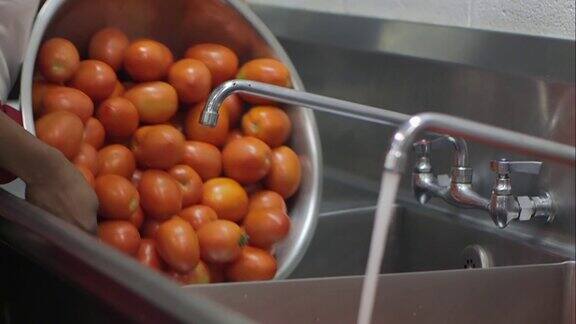 商业厨房食品准备-清洗番茄