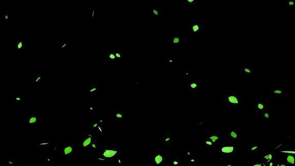 绿叶新鲜的绿色出现的粒子动态图形