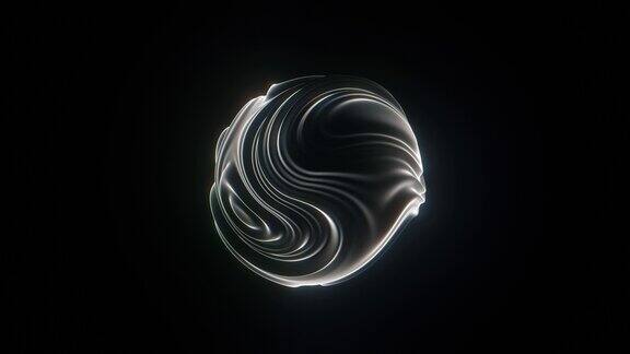 抽象球面形式孤立在黑色背景上