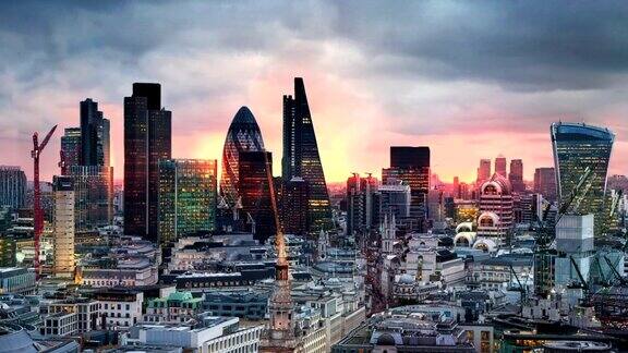 伦敦城日落的全景
