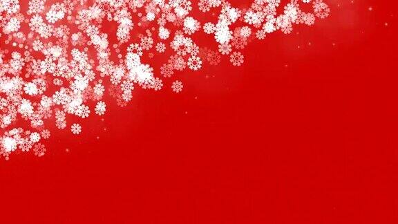 圣诞角框架与雪花在红色的背景