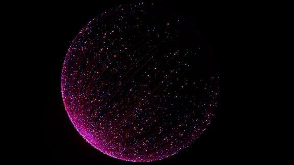 发光的紫色粒子与轨迹3d渲染