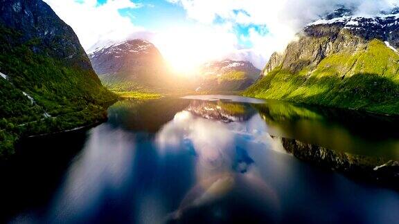 挪威美丽自然的航拍镜头