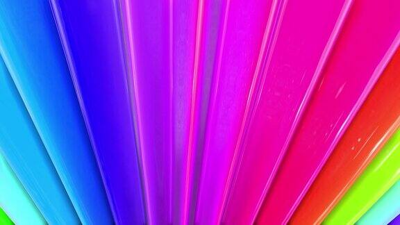 彩虹色抽象条纹背景在4k与明亮的光泽油漆平滑无缝的渐变颜色动画直线21