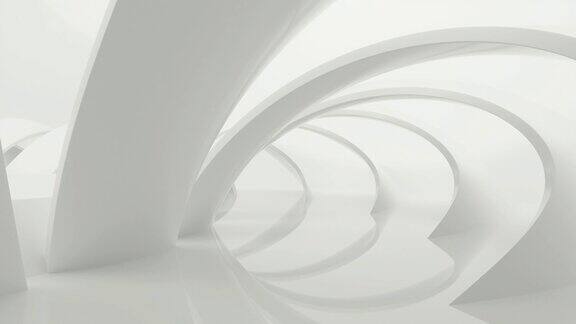 通过白色隧道的循环动画3d渲染