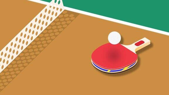 乒乓球动画背景乒乓球从球拍上弹起来数字生成的背景动画与标题空间