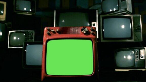 许多80年代的电视机中间都有绿色屏幕钢蓝色基调