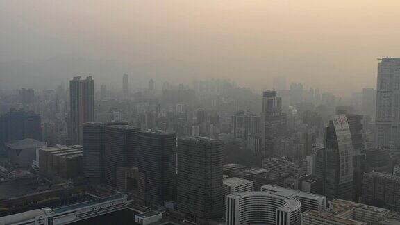 维多利亚港日出鸟瞰图