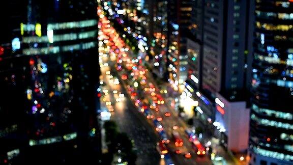 模糊焦点模糊无重点城市的灯光交通散景韩国首尔江南城