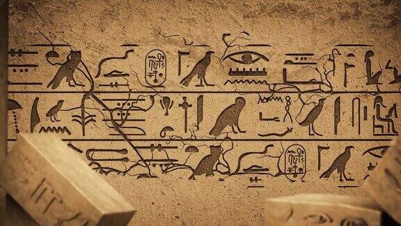 开罗吉萨金字塔墓象形文字上的古埃及石雕背景