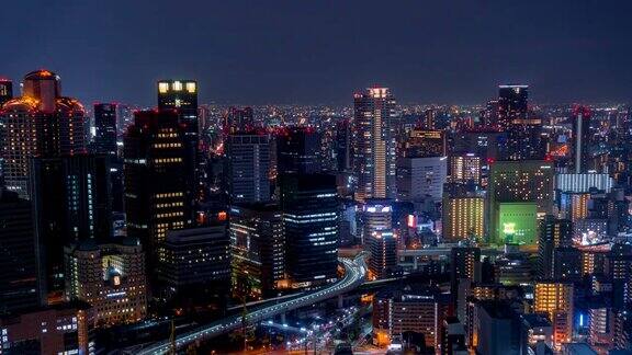 日本大阪高速公路交通鸟瞰图4K时间间隔