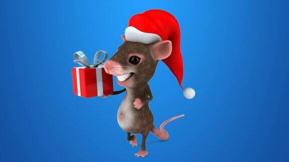 有趣的3D卡通老鼠圣诞老人