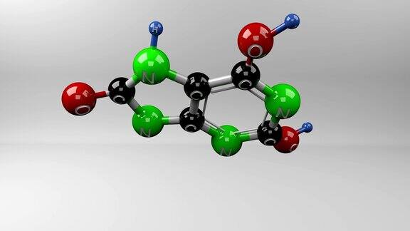 灰色背景下彩色分子结构特写