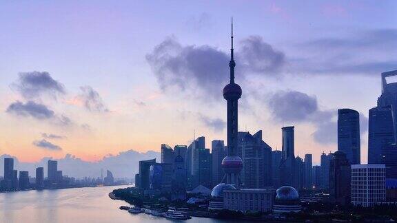 4K:上海的黎明到一天的时间流逝中国