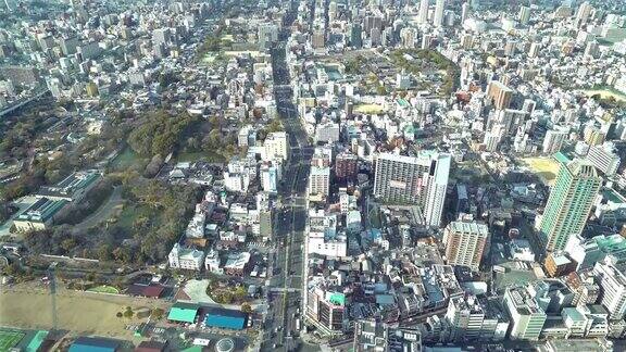 电影倾斜空中大阪的城市景观从天野寺的行动