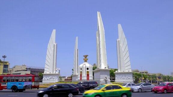 民主纪念碑曼谷中心和泰国的零公里-录像录像