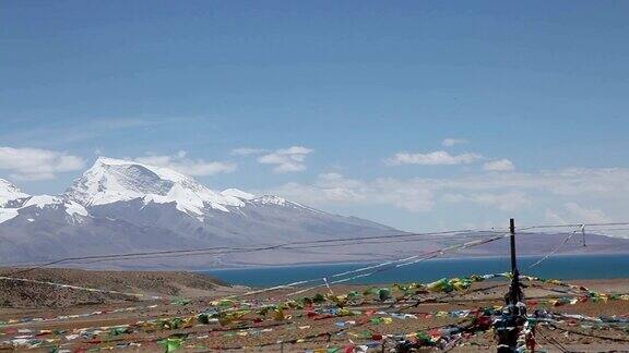 西藏 纳木错雪山湖景观航拍