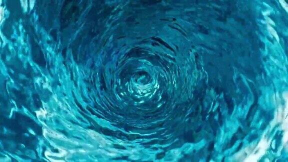 水漩涡逆时针旋转在慢动作-顶部视图从内部