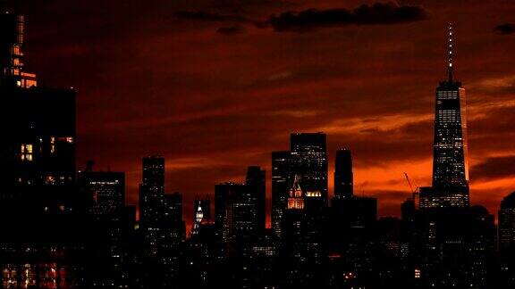 曼哈顿市中心黄昏