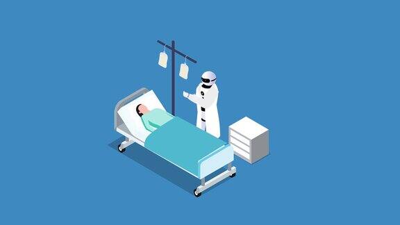 机器人医生看望躺在床上的女病人