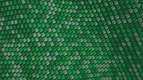 金字塔形成了波浪表面绿色作为商业演示的背景占据了统治地位柔软的质地循环3d动画渲染峰值