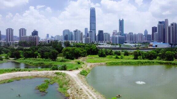 香港边境的乡村绿地景色