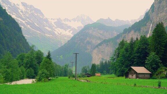 瑞士Lauterbrunnen山谷的高山景观