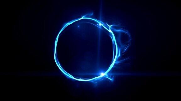 蓝色氖圆能量抽象