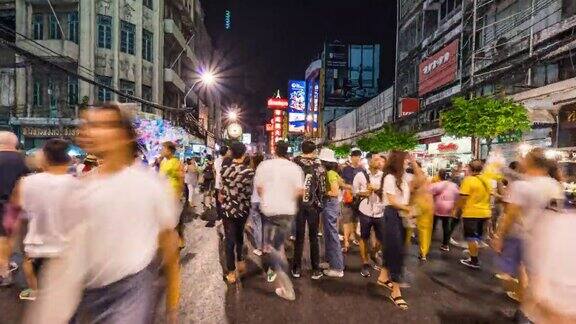 泰国曼谷唐人街晚上的超级崩溃
