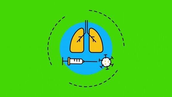 绿色背景上的卡通医学符号的4k视频