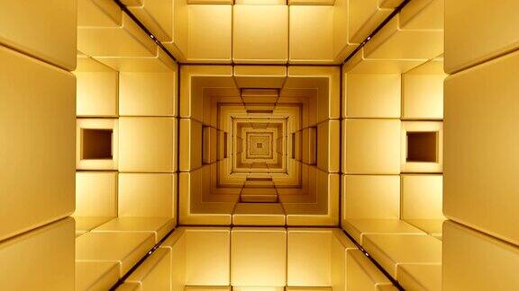 隧道环路结构未来方形立方体黄金3D插图