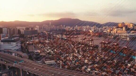 日落时分香港昂船洲大桥
