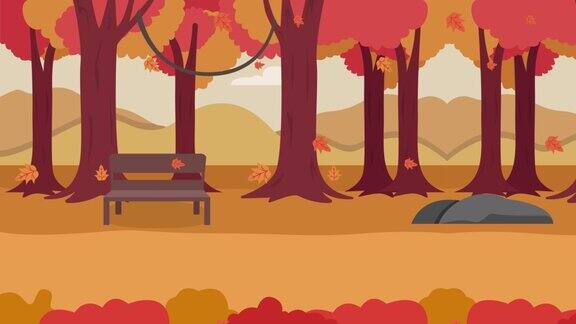 美丽安静的公园秋天空板凳