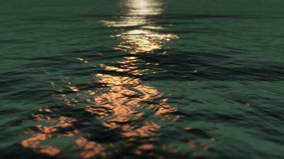 平静的海浪日落