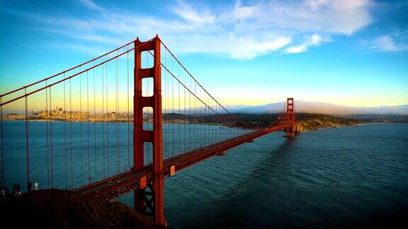 金门大桥日落在旧金山加利福尼亚完美的时间流逝