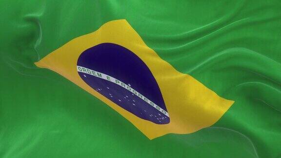 全屏巴西国旗飘扬特写