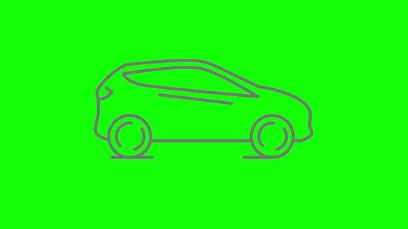 汽车图标动画车辆循环动画与alpha通道绿色屏幕