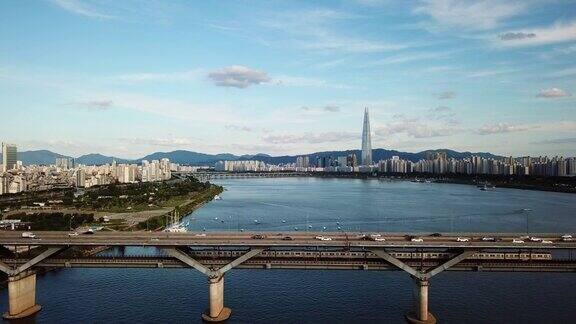 航拍韩国首尔城市