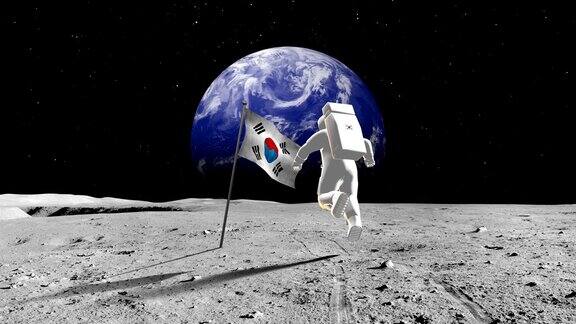 韩国宇航员在行星上行走
