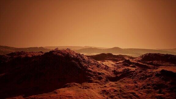 火星上红色火星沙漠表面的航空景观科幻的风景