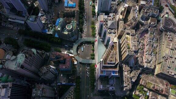 中国白天时间深圳城市景观屋顶交通道路空中俯视图4k