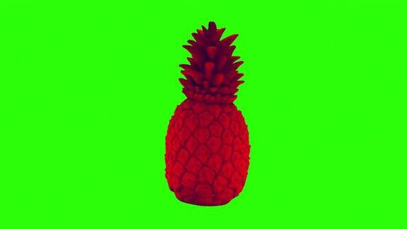 最小动作gif设计绿色背景上的红色菠萝