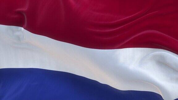 全屏荷兰国旗缓缓飘扬特写
