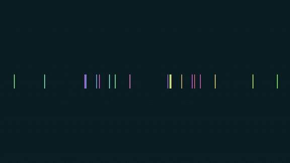 数字彩虹线图案与霓虹灯颜色在黑色梯度