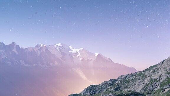 夜晚的契诃夫湖勃朗峰