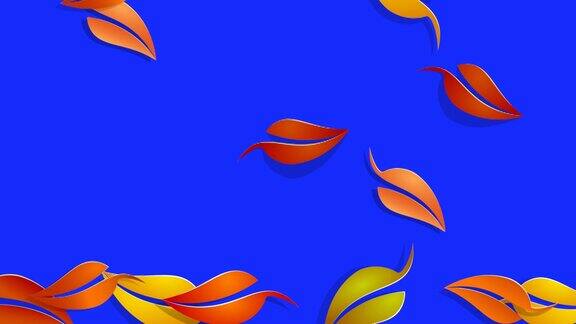 秋画背景与复制空间摘枯叶飘落色彩键上树叶的动画插图